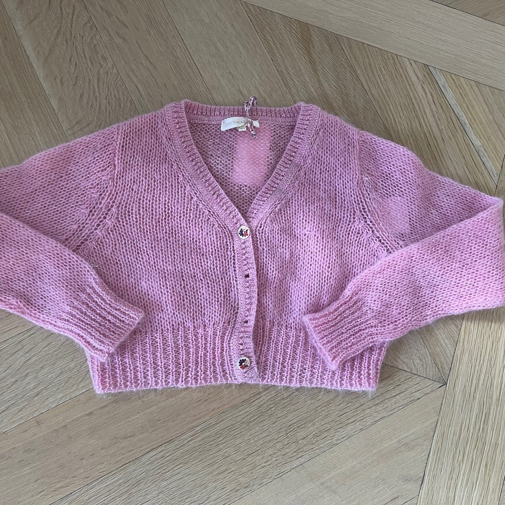 Love Shack Fancy  pink wool cardigan sweater
